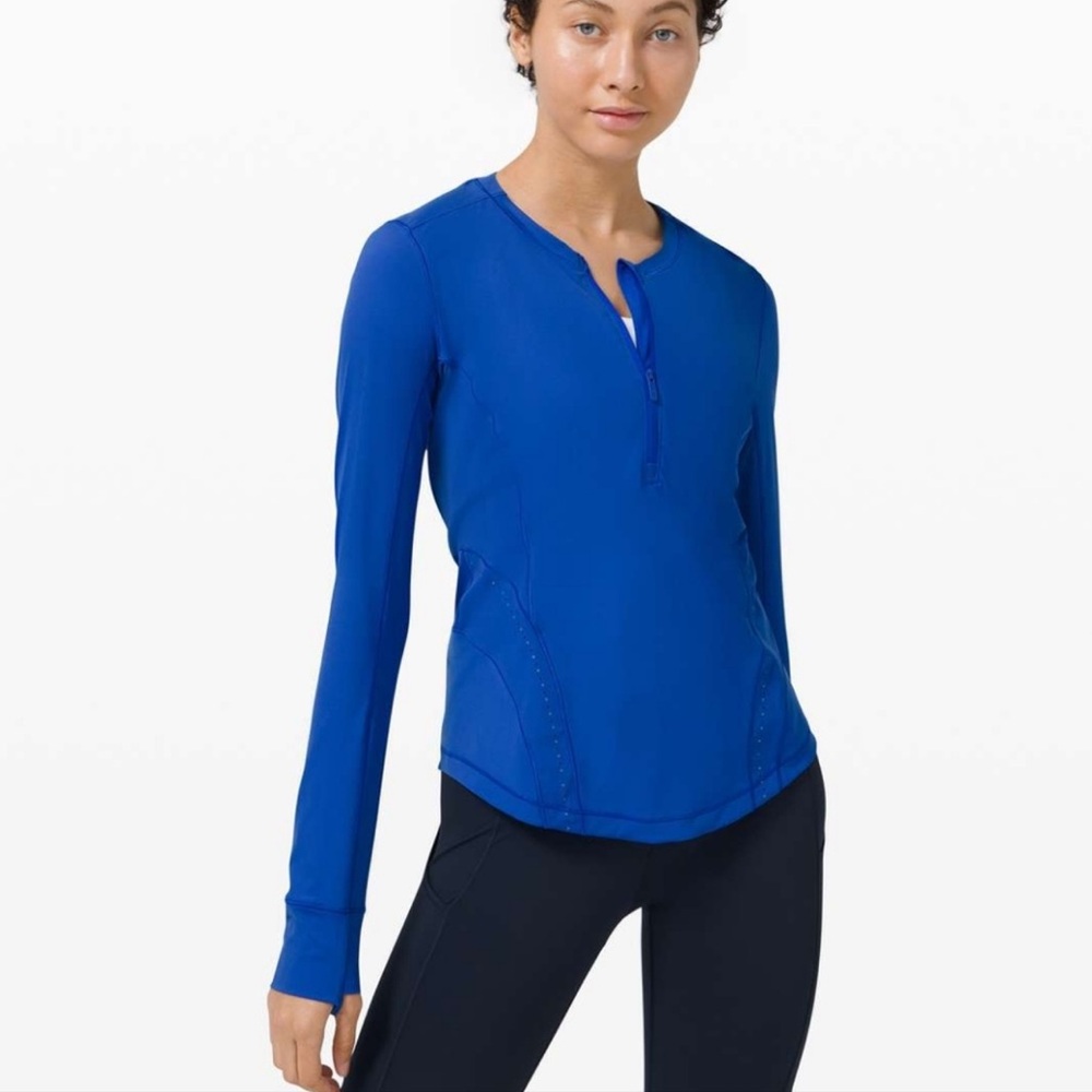 Lululemon Flash Forward Half Zip Cerulean Blue Size 8